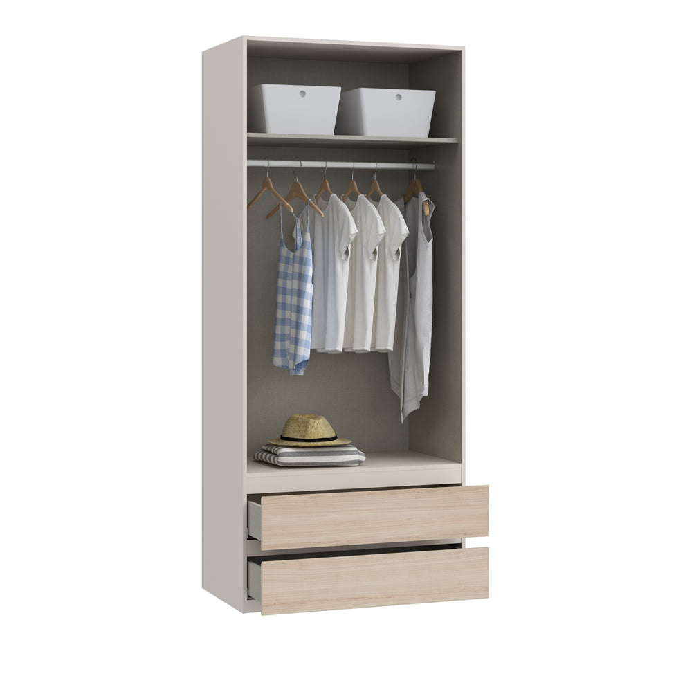 Dulap 2 Usi Si 2 Sertare Pineapple, Riva Oak Si Sand, 88.9 Cm