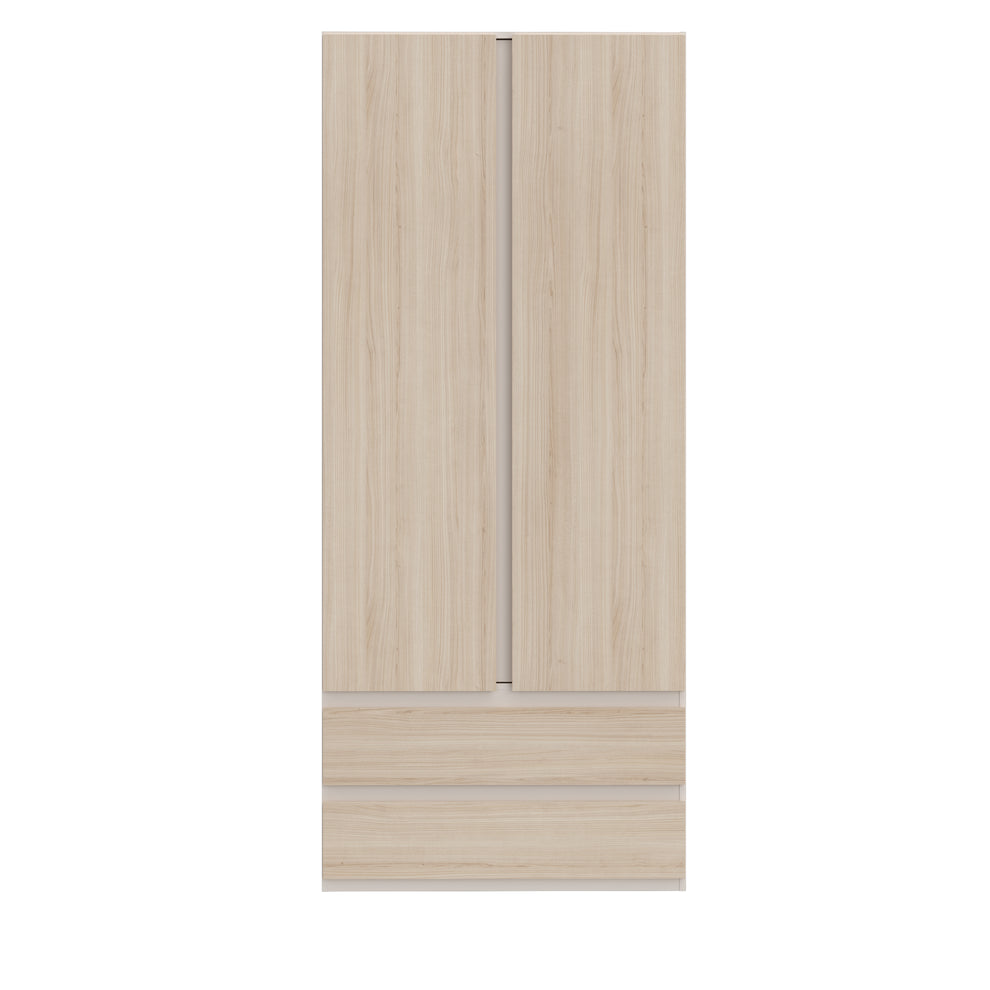Dulap 2 Usi Si 2 Sertare Pineapple, Riva Oak Si Sand, 88.9 Cm