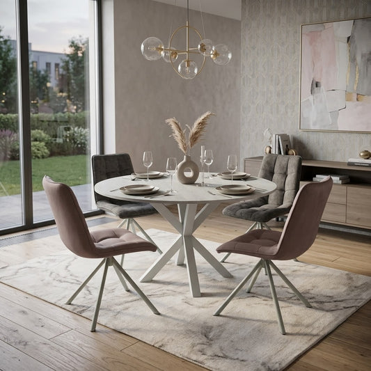 Masa Rotunda Fenix Spider, Gri Loft Si Alb, 130 x 130 x 77.8 Cm