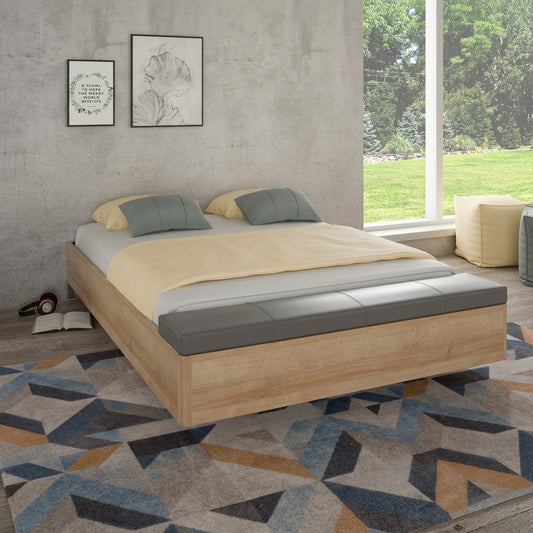 Pat Unbound Cu Dimensiune Saltea 150 x 190 Cm, Capatai Inclus si Somiera RabatabilaRiviera Oak Si Uni Wolfram Grey