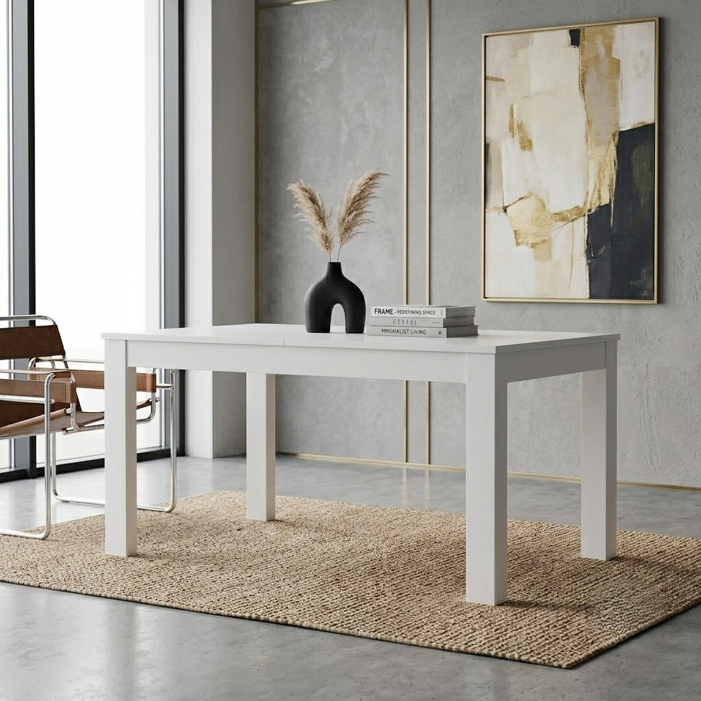 Masa Extensibila Tuluza, Alb Super Lucios Si Alb, 140 x 76 x 90 Cm