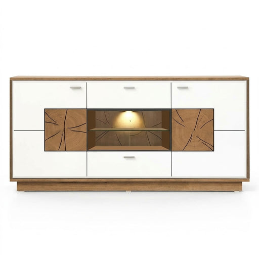 Comoda Urbano White Cu 2 Usi, 2 Sertare Si 1 Nisa Alb Si Natur, 170 Cm