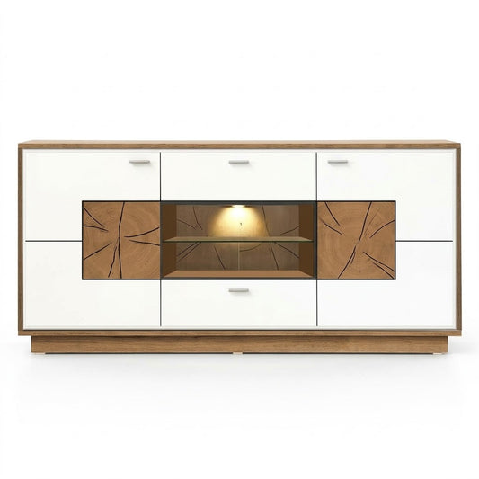 Comoda Urbano White Cu 2 Usi, 2 Sertare Si 1 Nisa Alb Si Natur, 170 Cm