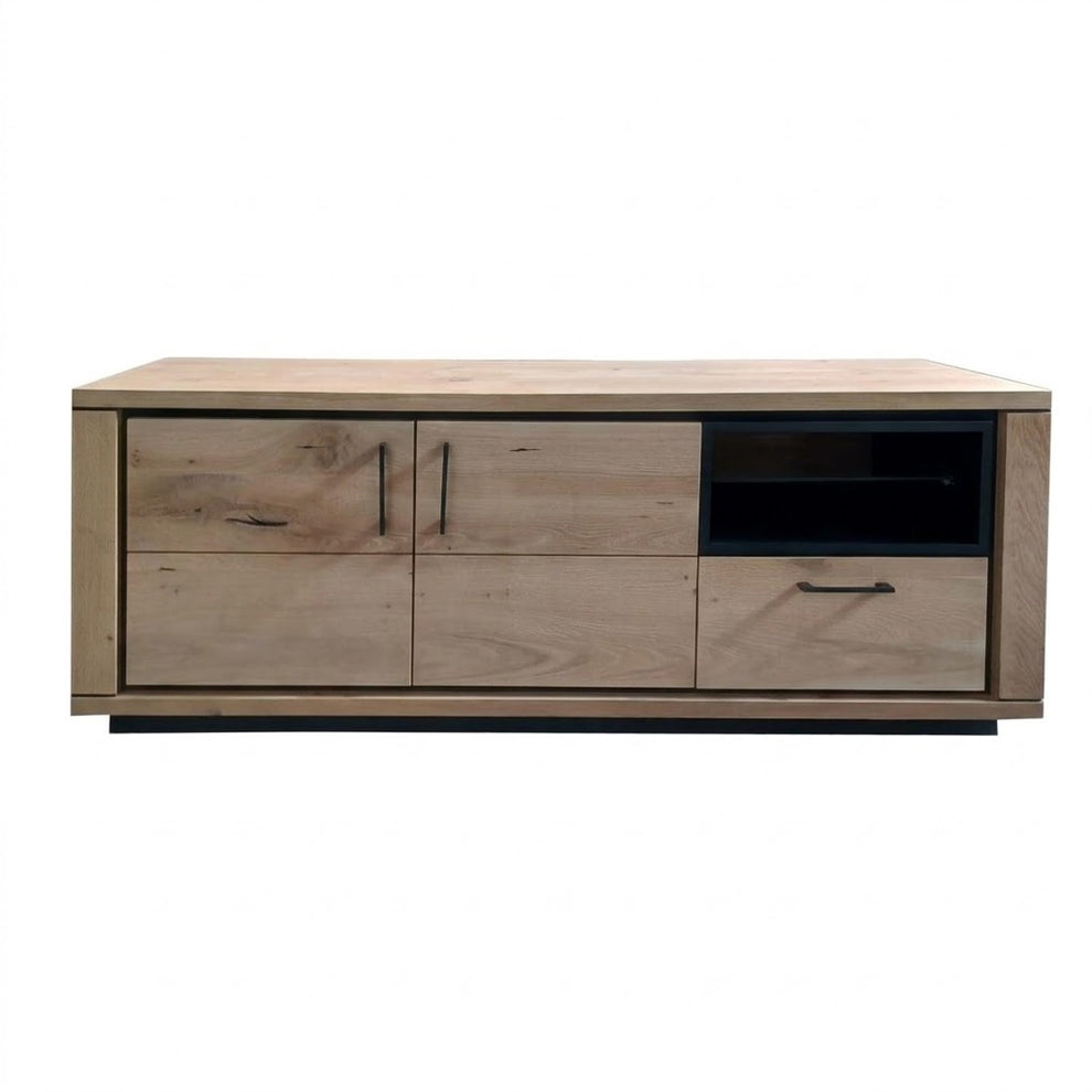 Comoda TV Cu 2 Usi  Si 1 Sertar Tulia, Furniruit Natur 163 Cm-Resigilat