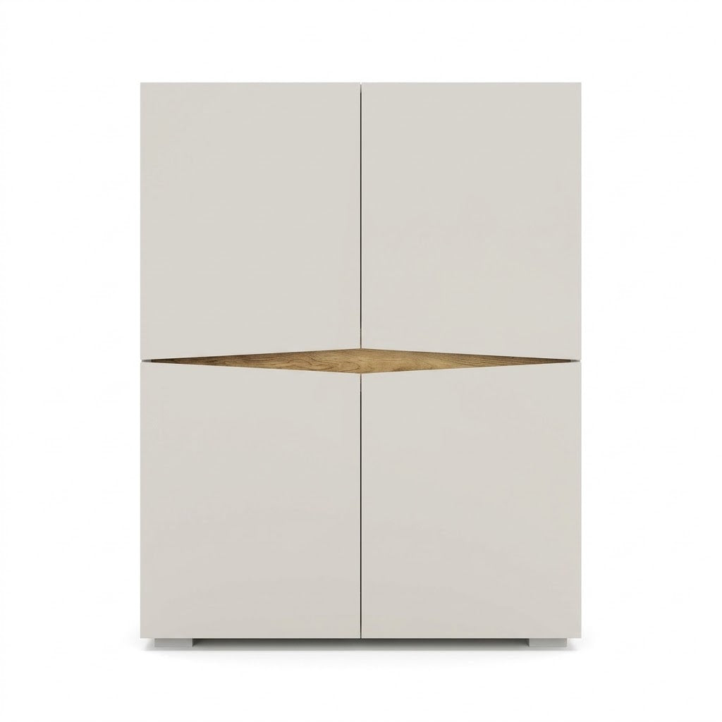 Comoda Leonard 4 Usi, Casmere Si Stejar Artizan, 90 Cm