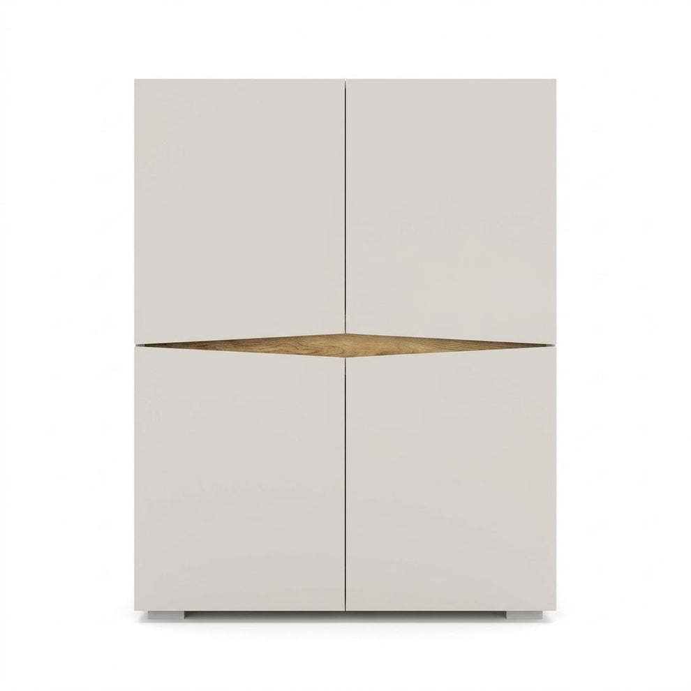 Comoda Leonard 4 Usi, Casmere Si Stejar Artizan, 90 Cm