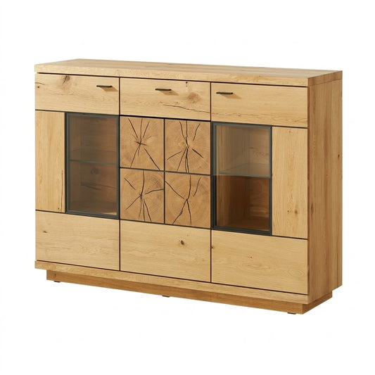 Comoda Bar Dakota Lungime 151.6 cm, Furnir Stejar Salbatic, Living, Decor Usi din Trunchi Natural, Inchidere Silentioasa