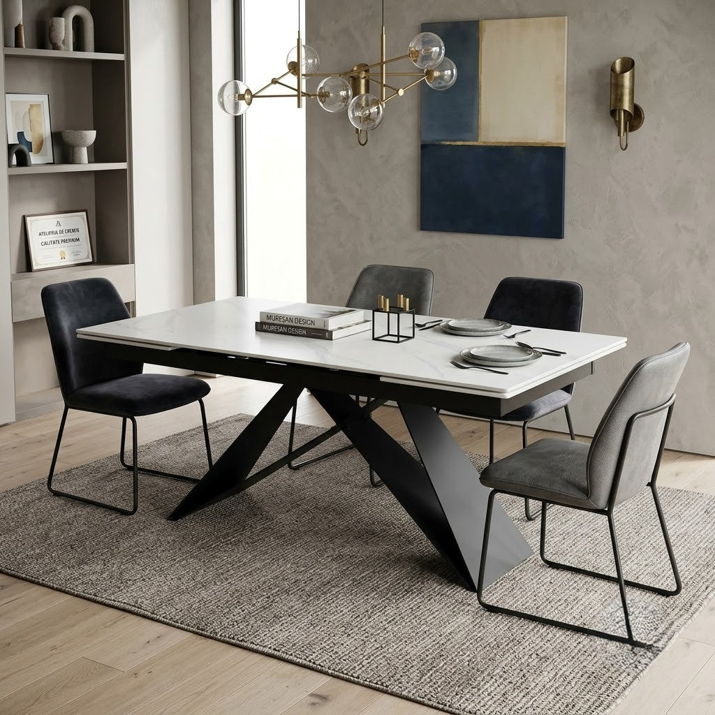 Masa Extensibila Oxidium, Alb Si Negru, 160/240 x 90 x 77 Cm