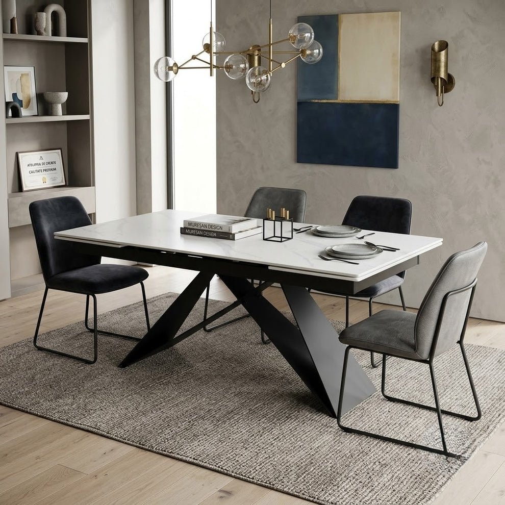 Masa Extensibila Oxidium, Alb Si Negru, 160/240 x 90 x 77 Cm