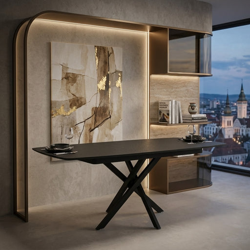 Masa Filo, Negru 145/185 x 90 x 75 Cm