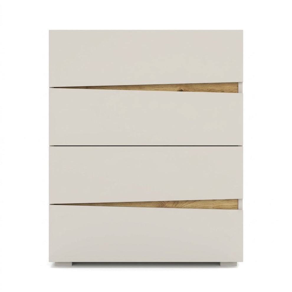 Comoda  Leonard 4 Sertar Stanga, Casmere Si Stejar Artizan, 80 Cm