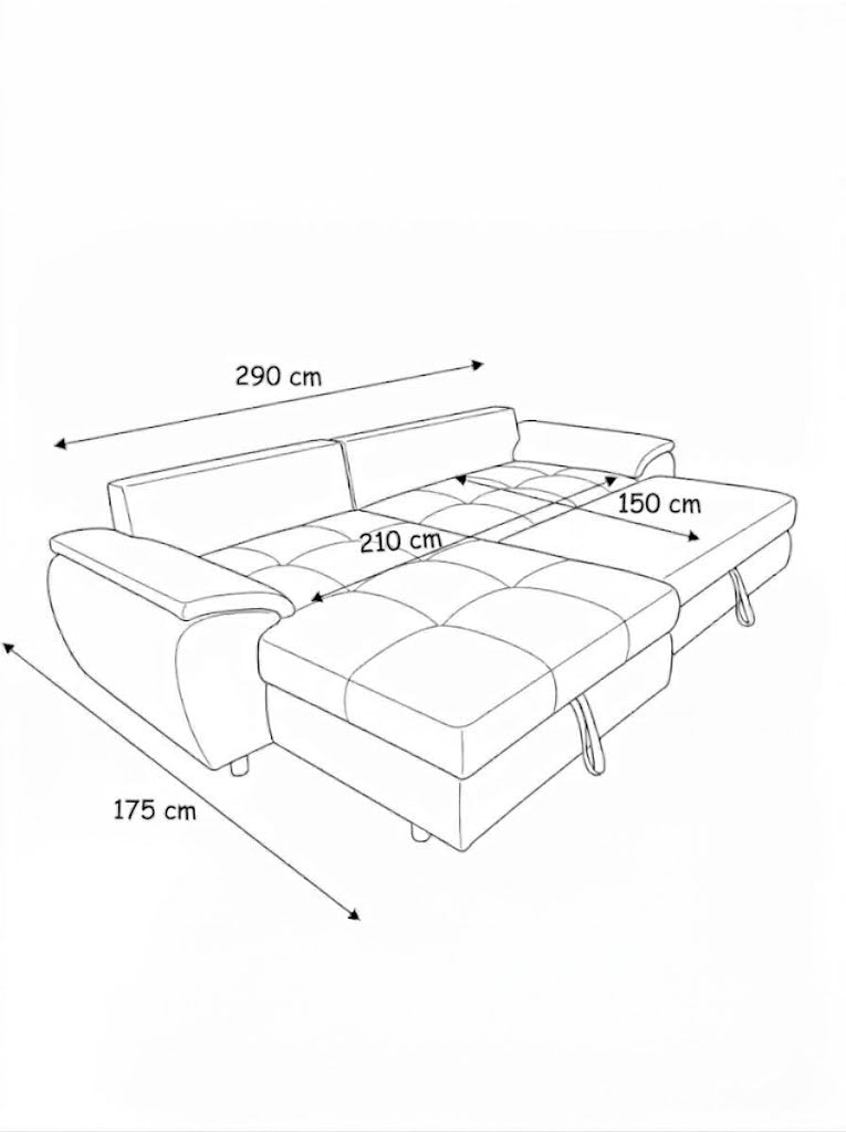 Coltar Extensibil Stanga Venus, 5 Locuri, Lada Depozitare, Gri,  290 Cm