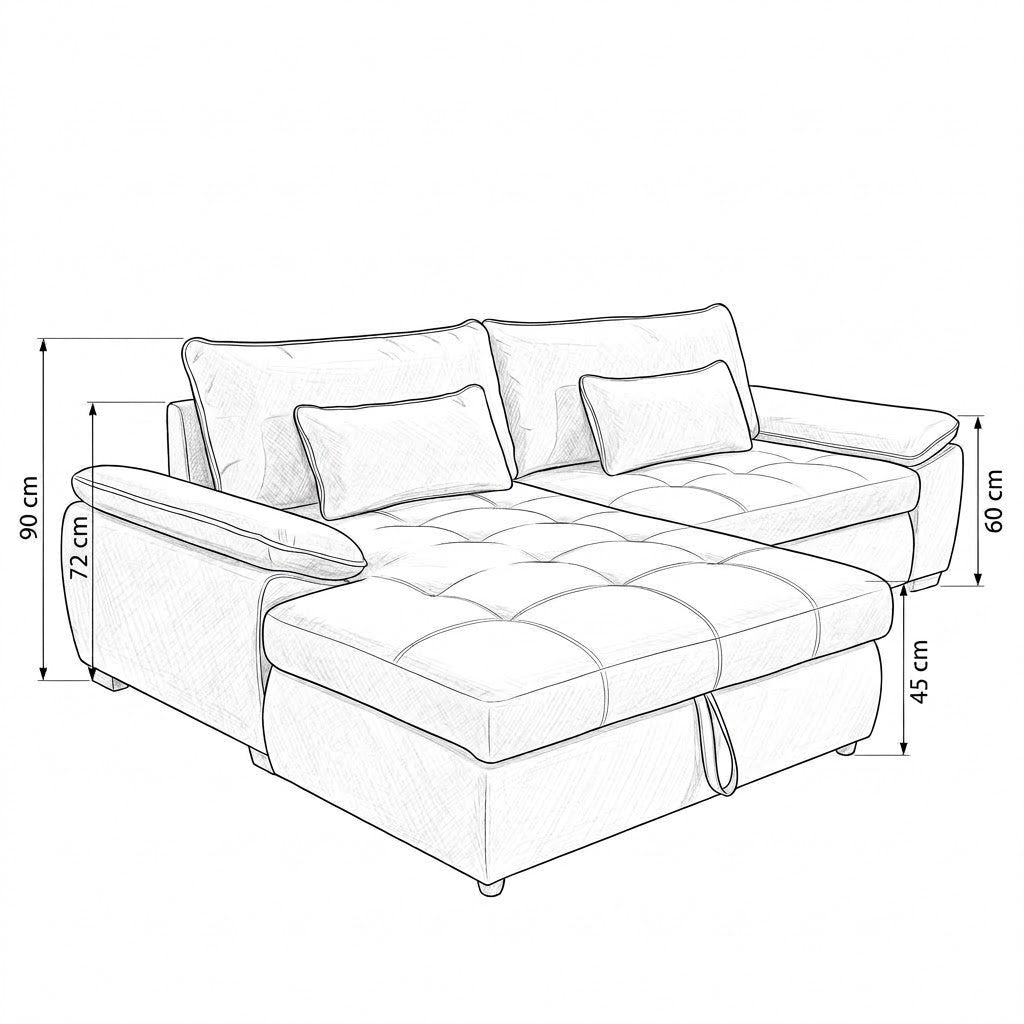Coltar Extensibil Stanga Cordoba, 5 Locuri, Lada Depozitare, Bej,  300 Cm