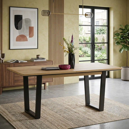 Masa Reno Extensibila, Smoked Oak, Furnir Din Lemn Masiv, 160/210 Cm