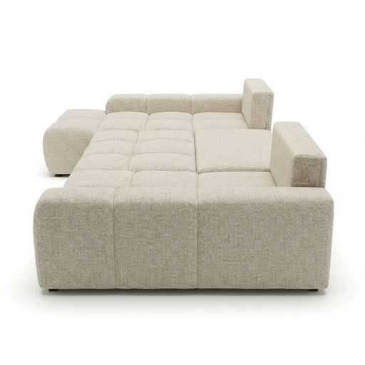 Coltar U Extensibil Luna, Otoman Stanga, 6 Locuri, Onyx 3 Linen, Bej