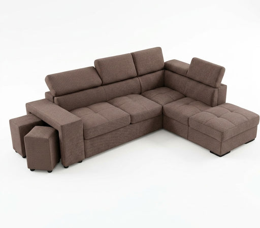 Coltar Extensibil Cu Otoman Ventotene, 5 Locuri, Taburete Integrate, Lada Depozitare Crown 04, 265 Cm