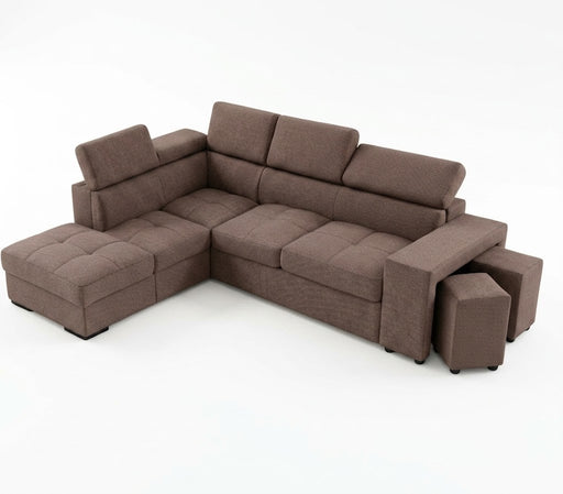 Coltar Extensibil Cu Otoman Ventotene, 5 Locuri, Interschimbabil, Taburete Integrate, Lada Depozitare Crown 04, 265 Cm