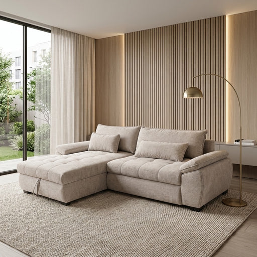 Coltar Extensibil Stanga Cordoba, 5 Locuri, Lada Depozitare, Bej,  300 Cm