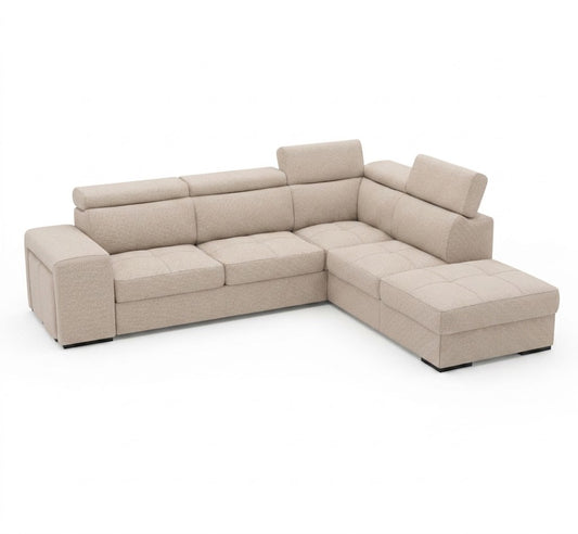 Coltar Extensibil Cu Otoman Ventotene, 5 Locuri, Taburete Integrate, Lada Depozitare, Bej, 265 Cm