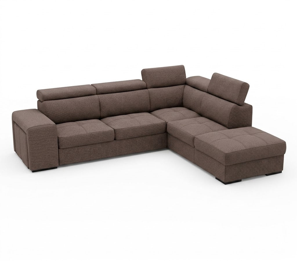 Coltar Extensibil Cu Otoman Ventotene, 5 Locuri, Taburete Integrate, Lada Depozitare Crown 04, 265 Cm