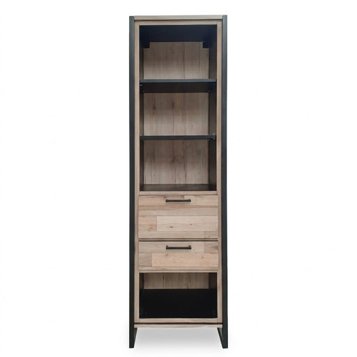 Biblioteca Soho Parchet Cu 1 Usa Si 1 Sertar, Decor Parchet Si Negru, 55 Cm- Resigilat