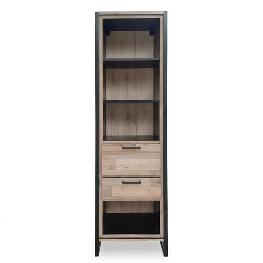 Biblioteca Soho Parchet Cu 1 Usa Si 1 Sertar, Decor Parchet Si Negru, 55 Cm- Resigilat