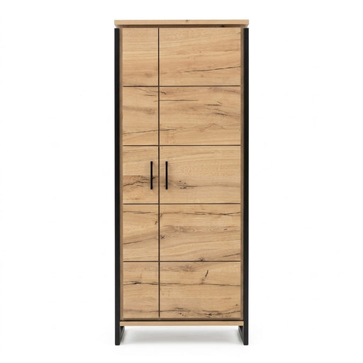 Dulap Reno Cu 2 Usi, Smoked Oak Furnir Din Lemn Masiv, 82.5 Cm