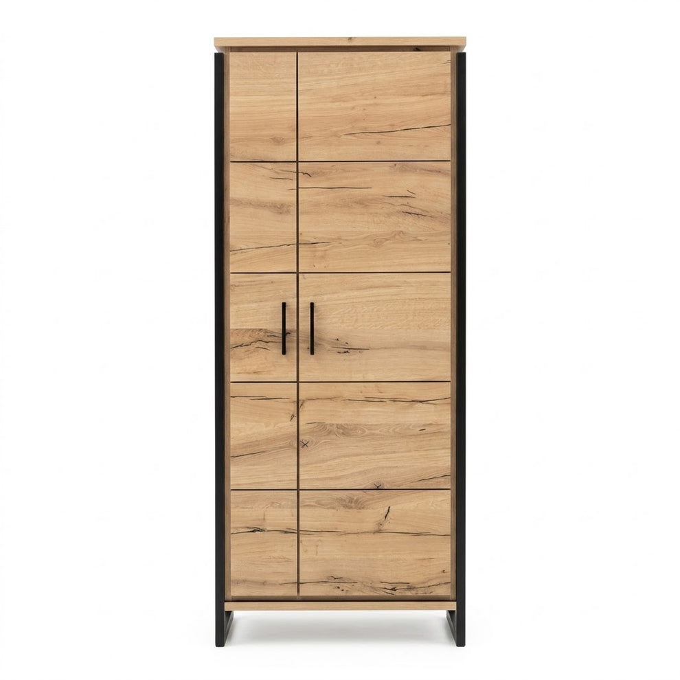 Dulap Reno Cu 2 Usi, Smoked Oak Furnir Din Lemn Masiv, 82.5 Cm