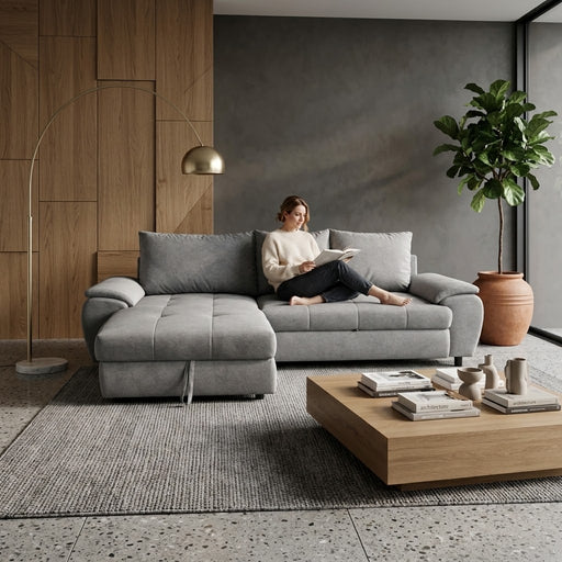 Coltar Extensibil Stanga Venus, 5 Locuri, Lada Depozitare, Gri,  290 Cm