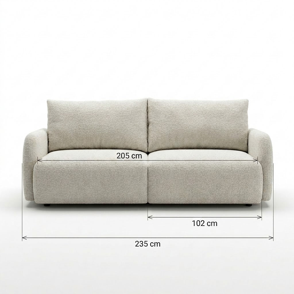 Canapea Extensibila Cu Lada Depozitare Rondo, Crem, 235 Cm